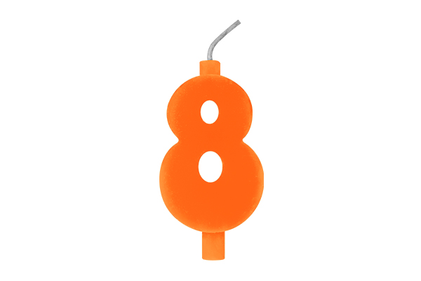 VELA DE ANIVERSÁRIO SOLID COLORS LARANJA N.8