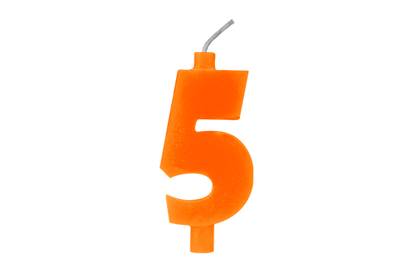 VELA DE ANIVERSÁRIO SOLID COLORS LARANJA N.5