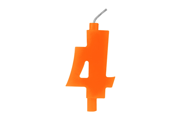 VELA DE ANIVERSARIO SOLID COLORS N.4 LARANJA