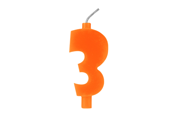 VELA DE ANIVERSARIO SOLID COLORS N.3 LARANJA