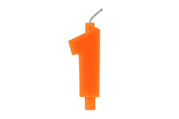 VELA DE ANIVERSARIO SOLID COLORS N.1 LARANJA