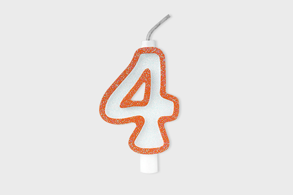 VELA DE ANIVERSÁRIO CONTORNADA N.4 LARANJA 