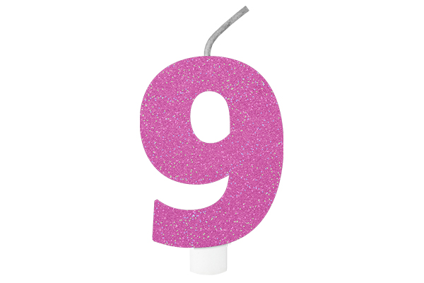 VELA  DE ANIVERSÁRIO BRILHANTE N.9 ROSA  