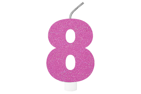 VELA DE ANIVERSÁRIO BRILHANTE N.8 ROSA 