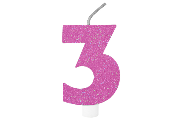 VELA DE ANIVERSÁRIO BRILHANTE N.3 ROSA  