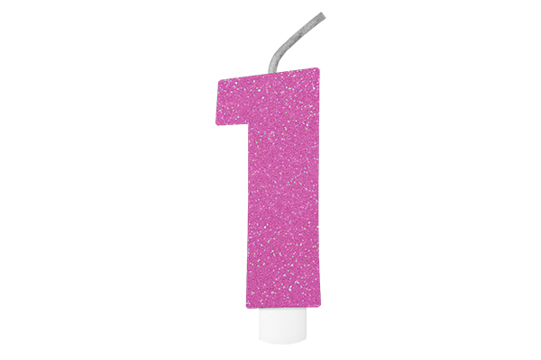 VELA DE ANIVERSÁRIO BRILHANTE N.1 ROSA  