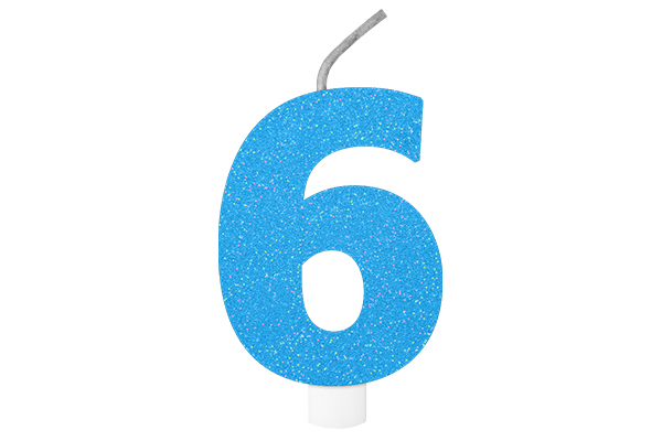 VELA DE ANIVERSÁRIO BRILHANTE N.6 AZUL  