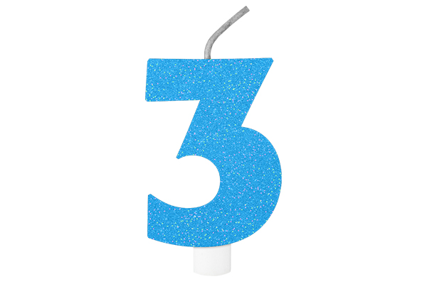 VELA DE ANIVERSÁRIO BRILHANTE N.3 AZUL 