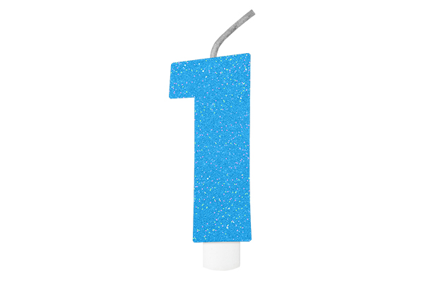 VELA DE ANIVERSÁRIO BRILHANTE N.1 AZUL  