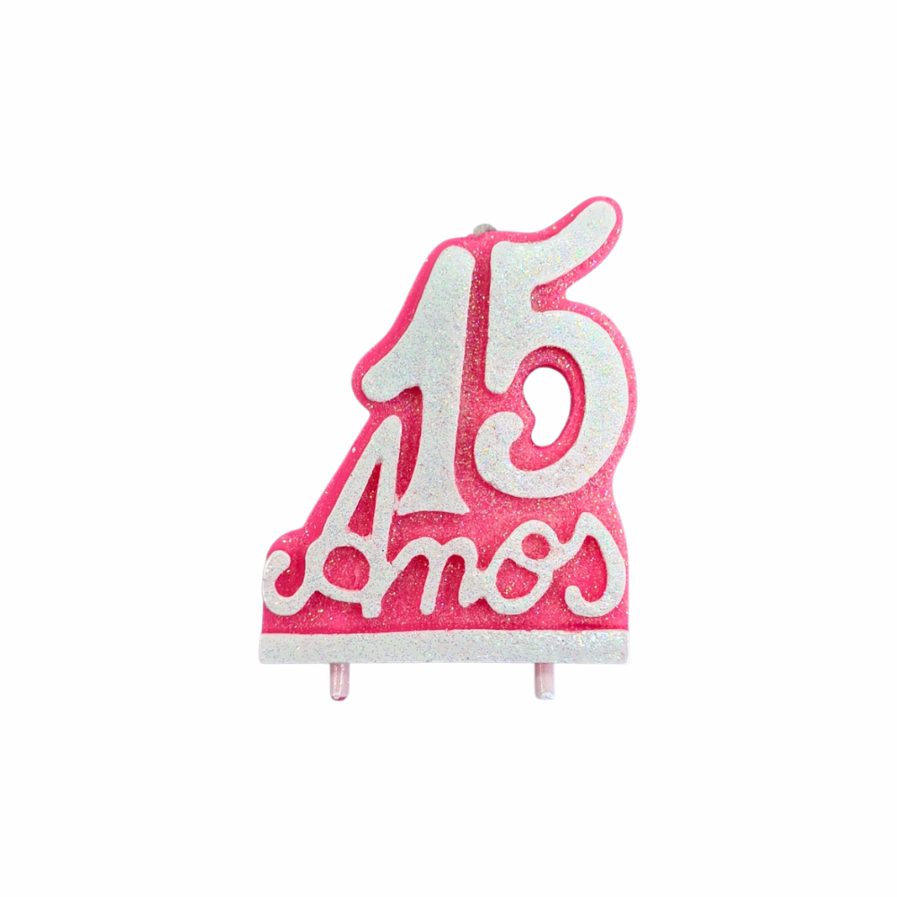 VELA DE ANIVERSÁRIO 15 ANOS ROSA - 10X6 CM