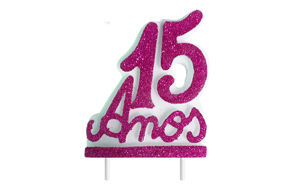 VELA DE ANIVERSÁRIO15 ANOS PINK - 10X6 CM