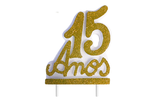 VELA  DE ANIVERSÁRIO 15 ANOS DOURADA