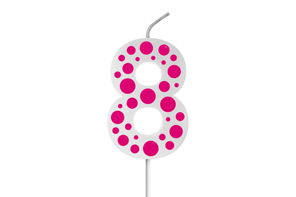 VELA BIG POA BRANCA ROSA N.8 