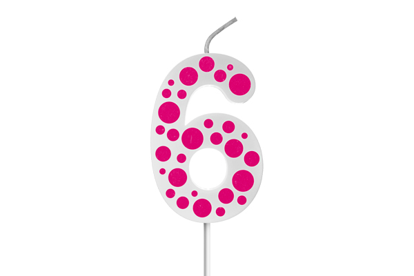 VELA BIG POA BRANCA ROSA N.6 