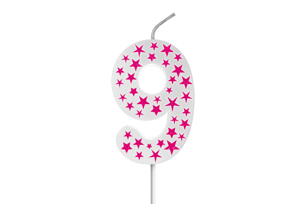 VELA BIG ESTRELADA BRANCA ROSA N.9 