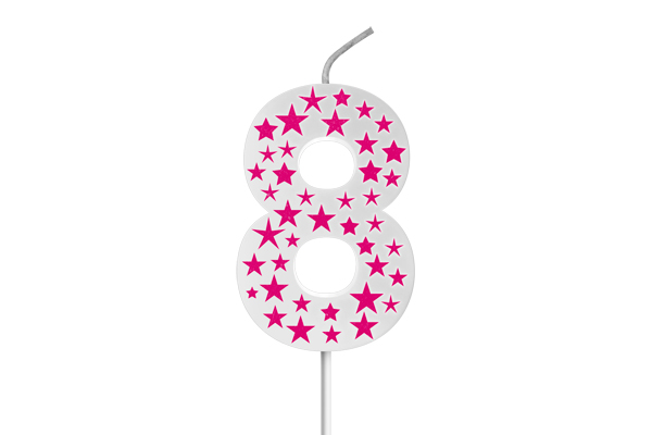 VELA BIG ESTRELADA BRANCA ROSA N.8 