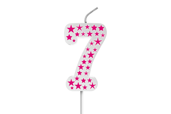 VELA BIG ESTRELADA BRANCA ROSA N.7