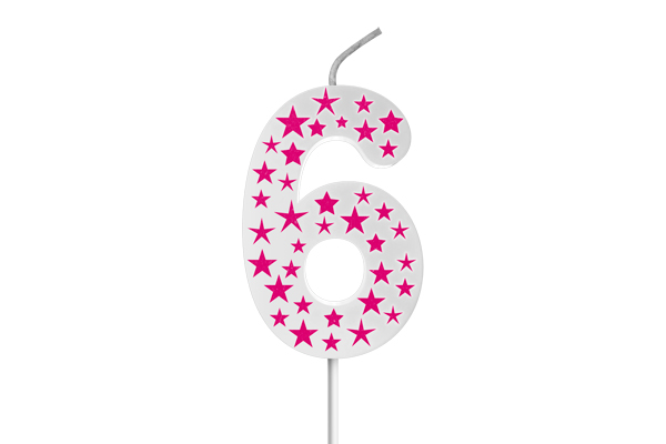 VELA BIG ESTRELADA BRANCA ROSA N.6 