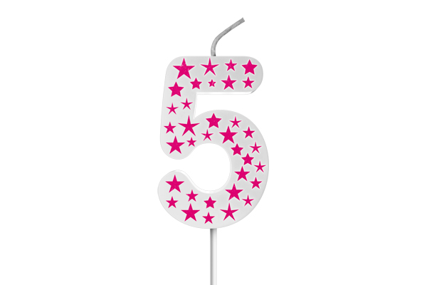 VELA BIG ESTRELADA BRANCA ROSA N.5 