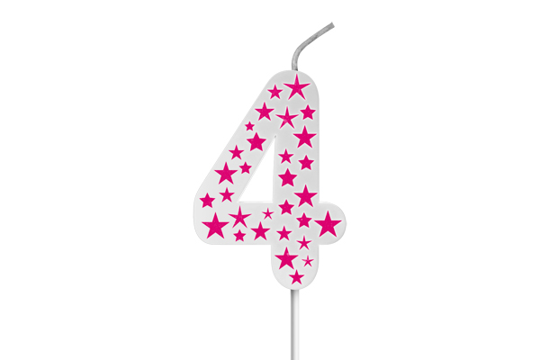 VELA BIG ESTRELADA BRANCA ROSA N.4 