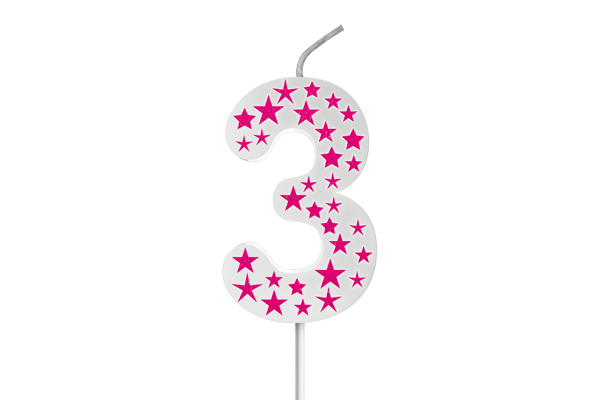 VELA BIG ESTRELADA BRANCA ROSA N.3 