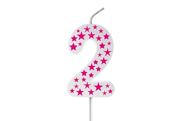 VELA BIG ESTRELADA BRANCA ROSA N.2 