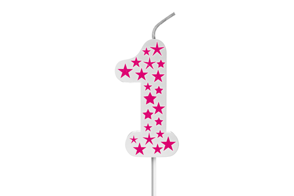 VELA BIG ESTRELADA BRANCA ROSA N.1 