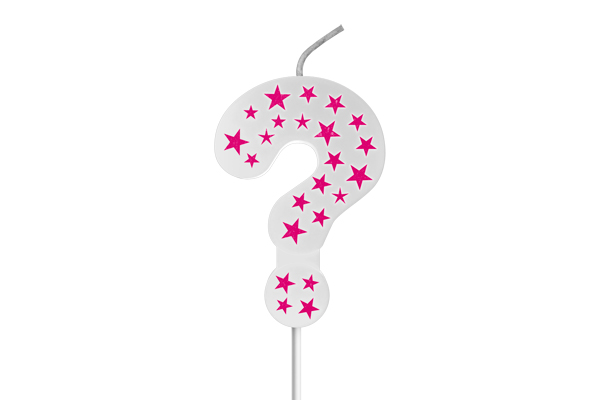 VELA BIG ESTRELADA BRANCA ROSA INTERROGAÇÃO