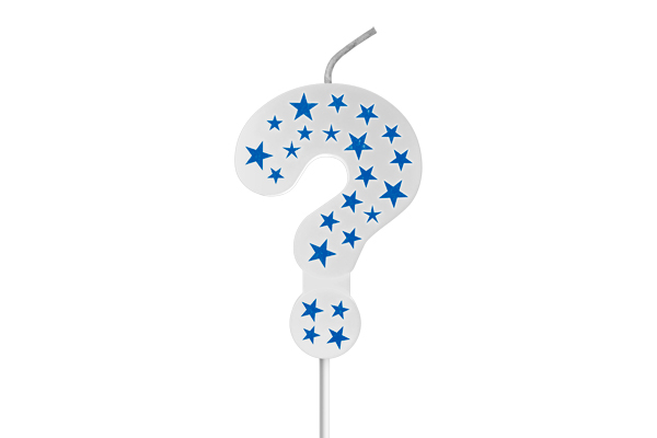 VELA BIG ESTRELADA BRANCA AZUL INTERROGAÇÃO
