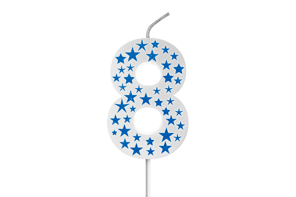 VELA BIG ESTRELADA BRANCA AZUL N.8 
